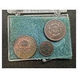 Three Coin Set: 1845 Large Cent, 1851 Large Cent, 1876 Seated Liberty Silver Dime