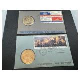 1974 and 1976 Bicentennial Commemorative Medals in Original PAckage with Commemorative Stamps