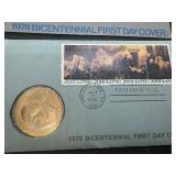 1974 and 1976 Bicentennial Commemorative Medals in Original PAckage with Commemorative Stamps