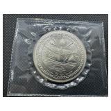 1963 2 1/2 Inch Idaho Territorial Centennial Medal w/ document; 1989 $5.00 Marshall Islands First Man on the Moon Coin