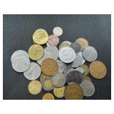 Forty Four Mixed Foreign Coins: Includes Mexico, Austria, Canada, Switzerland, Phillipines, Italy, Denmark, Australia, Norway, England, Germany, and Ireland
