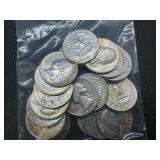 18 Silver Washington Quarters including: 1939-P,  1940s (5), 1950s (5), and 1960s (7)