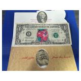 Three Novelty "Dollars": Mickey Mouse, 3 "Dolar" Hilary Bill; aand Santa Dollar