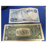1970 Bermuda $1.00 Bill; 1988A $1.00 Dollar Bill; and Four 1963B $1.00 Bills--6 total notes