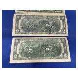 Three $2.00 Bills: 1963 Red Note and two 1976 Notes