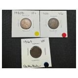 3 Wheat cents including 1916S