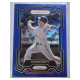 George Brett 2024 Panini Prizm Blue Refractor #36 and Numbered 137/199 - Kansas City Royals Baseball Card