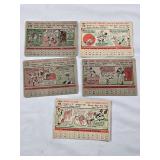 Lot of 5 Vintage 1956 Topps Baseball Cards Featuring Wayne Terwilliger, Bob Keegan, Bobby Avila, Virgil Trucks, and Ronnie Kline