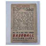Billy Johnson 1951 Bowman #74 - New York Yankees Vintage Baseball Card