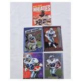 Lot of 5 Emmitt Smith Premium Insert Football Cards with Dallas Cowboys Features including Wheaties Promo and Topps Chrome, Bowman, Flair