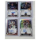 Lot of 4 Baseball Cards Featuring Ben Metzinger, Ronald Hernandez 294/499, Hendry Chivilli, and Michael Mercado with Autographs