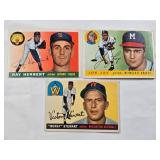 Lot of 3 Vintage 1955 Topps Baseball Cards Featuring Ray Herbert, Joe Jay, and Veston Stewart