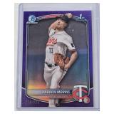Andrew Morris 2025 1st Bowman Chrome Purple Refractor #BCP-90 and Numbered 210/250 - Minnesota Twins Baseball Card