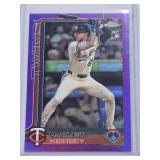 DaShawn Keirsey Rookie 2025 Topps Chrome Purple Refractor #19 and Numbered 168/250 - Minnesota Twins Baseball Card