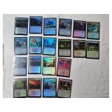 Magic: The Gathering Foil Cards Including Copycrook, Depth Defiler, and Reflective Golem with copyright years including 2021 and 2024