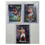 Lot of 3 Bo Nix Rookie Cards with Topps Chrome, Panini Prizm Fireworks and Emergent