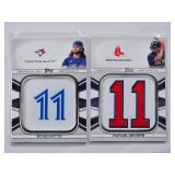 Lot of 2 Topps 2022 Jersey Number 11 Medallions, Bo Bichette and Rafael Devers