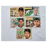 Lot of 5 Vintage 1956 Topps Baseball Cards Featuring Johnny O