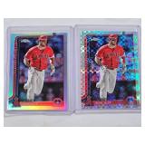 Lot of 2 Mike Trout Refractor Baseball Cards one an X-Fractor - Los Angeles Angels