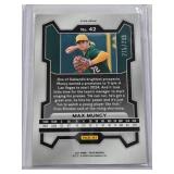 Lot of 3 Numbered Refractros Max Muncy Panini Prizm 275/299, Trevor Story Topps Finest 97/150, and Sonny Gray Topps Chrome 51/75