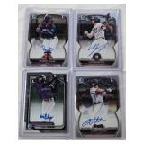 Lot of 4 1st Bowman Cards Featuring Luke Berryhill Auto, Javier Valdes Auto, Ricardo Olivar Auto, and Eriel Dihigo Auto