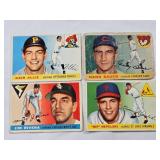 Lot of 4 Vintage 1955 Topps Baseball Cards Featuring Gair Allie, Hank Sauer, Jim Rivera, and Rip Repulski