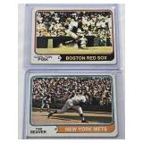 Lot of 2 Vintage 1974 Topps Baseball Cards Featuring Carlton Fisk and Tom Seaver