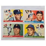 Lot of 4 Vintage 1955 Topps Baseball Cards Featuring Andy Carey, Bob Keegan, Laurin Pepper, and Jim Hegan