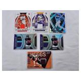 Lot of 6 NFL Relic Cards Including  Anthony Schwartz Rookie Materials, Ihmir Smith-MarsetteRookie Materials, Justice Hill Rookie Gear, Hunter Renfroe, and Chase Young Absolute Hoggs