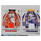 Lot of 6 NFL Relic Cards Including  Anthony Schwartz Rookie Materials, Ihmir Smith-MarsetteRookie Materials, Justice Hill Rookie Gear, Hunter Renfroe, and Chase Young Absolute Hoggs