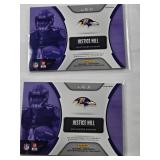 Lot of 6 NFL Relic Cards Including  Anthony Schwartz Rookie Materials, Ihmir Smith-MarsetteRookie Materials, Justice Hill Rookie Gear, Hunter Renfroe, and Chase Young Absolute Hoggs