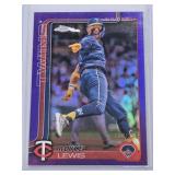 Royce Lewis 2025 Topps Chrome Purple Refractor #254 and Numbered 102/250 - Minnesota Twins Baseball Card