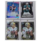Lot of 4 NFL Rookie Cards in Magnetic One Touches Featuring Ryan Tannehill, Bo Nix, and Deshaun Watson with Rookie and Bowman Briefing Features