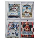 Lot of 8 Baseball Cards All in Magnetic One Touch Cases Featuring Sean Newcomb, Will Craig, Jose Soriano, Cal Conley, and Carlos Cortes with Autographs