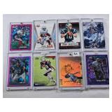 Lot of 8 Football Cards with 7 in Magnetic One Touch Cases Featuring Jimmy Garoppolo Rookie, Xavier Worthy, Jason Sehorn, Jason Kelce, Chris Spielman