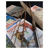 VINTAGE BAMBOO FLY ROD AND VINTAGE MAGAZINES