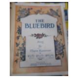 2 VINTAGE BRASS FRENCH HORNS PLUS SHEET MUSIC.