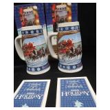 COLLECTIBLE BUDWEISER HOLIDAY STEINS.
