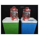 VINTAGE COLEMAN PARTY STACKERS / 2 HURRICANE LANTERNS (NEW)