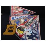 SIGNED GAME BALL, VINTAGE SPORTS PENNANTS AND MEMORABILIA