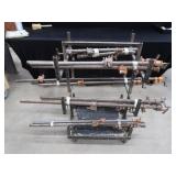 ROLLING RACK WITH 18 ASSORTED SIZED WOOD CLAMPS