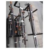 ROLLING RACK WITH 18 ASSORTED SIZED WOOD CLAMPS