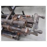 ROLLING RACK WITH 18 ASSORTED SIZED WOOD CLAMPS