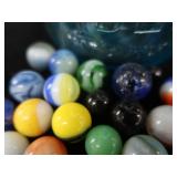 VINTAGE MARBLES / BLUE BALL IDEAL LIDDED JAR
