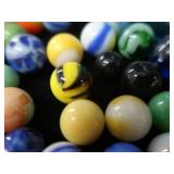 VINTAGE MARBLES / BLUE BALL IDEAL LIDDED JAR