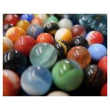 VINTAGE MARBLES / BLUE BALL IDEAL LIDDED JAR