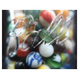 VINTAGE MARBLES / BLUE BALL IDEAL LIDDED JAR
