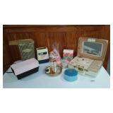 Vintage lot Jewelry Box, Hairdryer, Munster and Oyster Fryer, Salad Maker. Thermos (5)