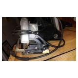 Mid Century Wood and Wicker Lamp, Baskets, Décor, Musical Dolls, Vintage Craftsman and Black Decker Skil Saws. Vintage Fruit Crate and more.