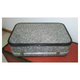 Wood Footlocker and Vintage Suitcases (2) American Tourister Air Luggage.